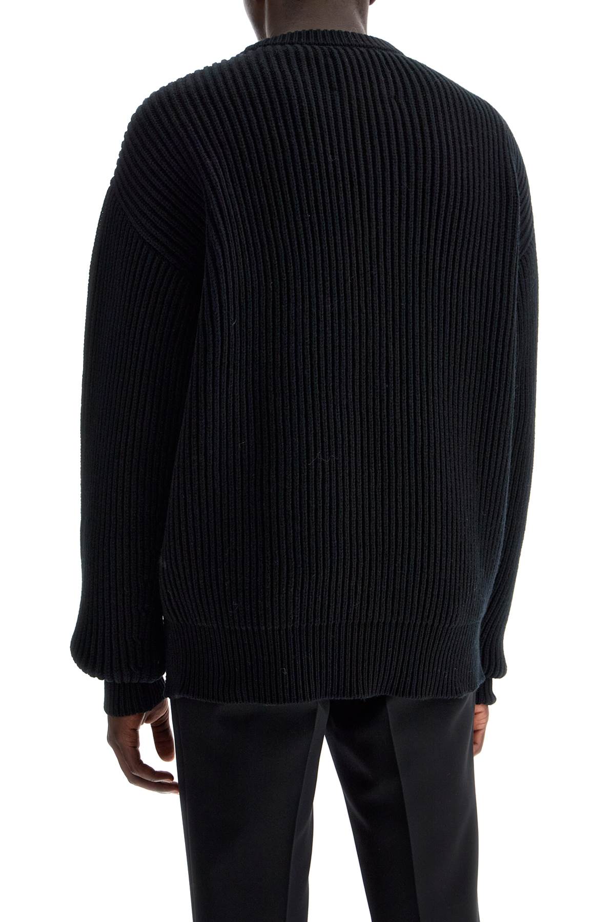 Shop Jil Sander "oversized Ribbed Wool Pul In Black