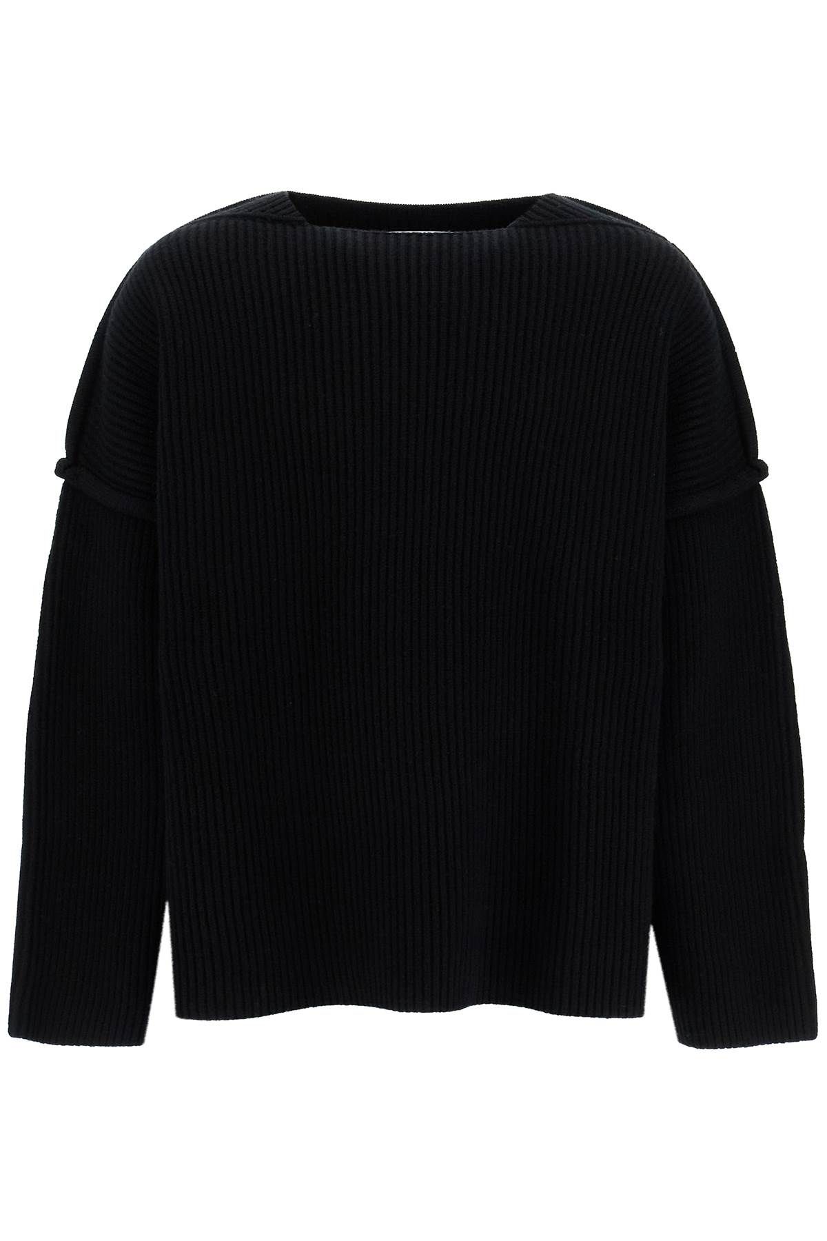 Shop Jil Sander "oversized Ribbed Wool Pul In Black