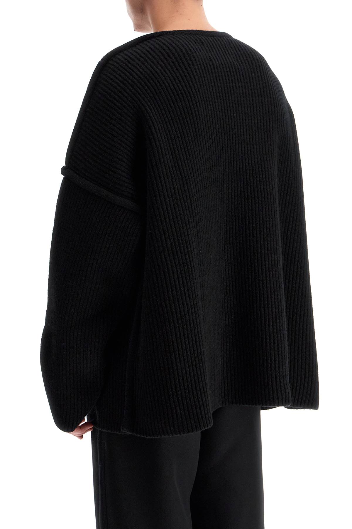 Shop Jil Sander "oversized Ribbed Wool Pul In Black