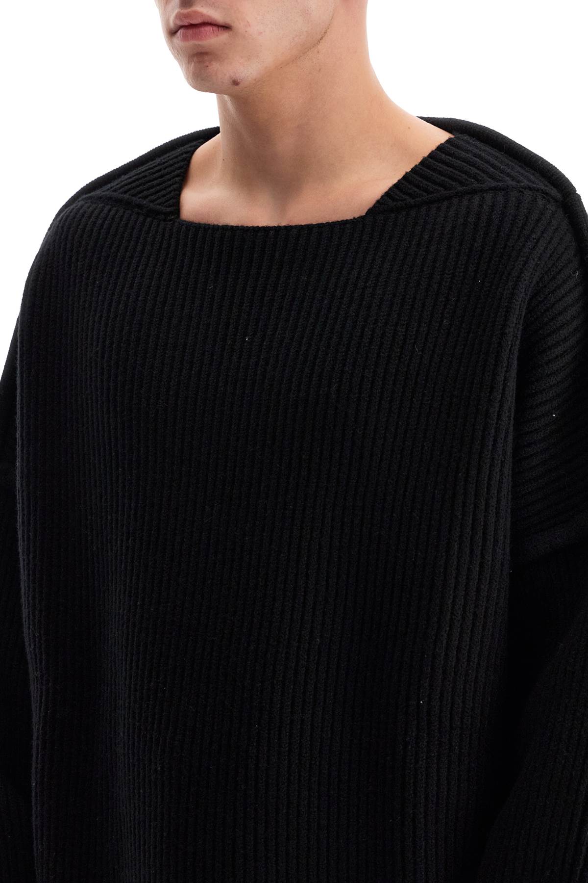 Shop Jil Sander "oversized Ribbed Wool Pul In Black