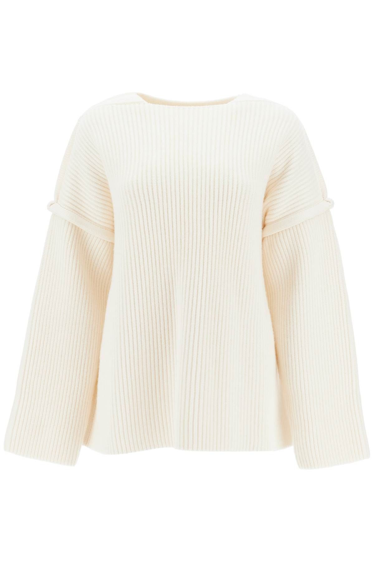 Shop Jil Sander 'oversized Ribbed Knit Pul In White