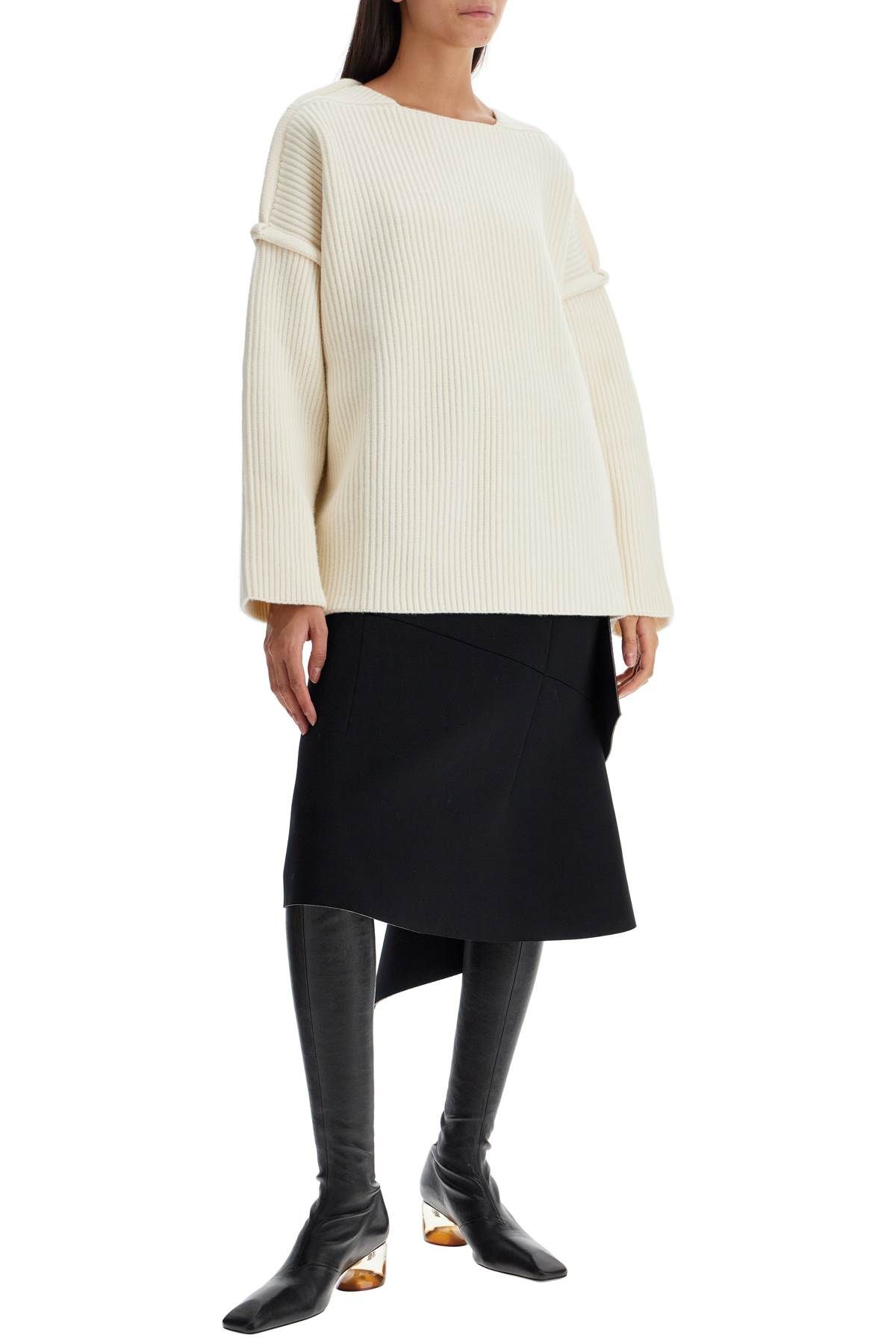 Shop Jil Sander 'oversized Ribbed Knit Pul In White