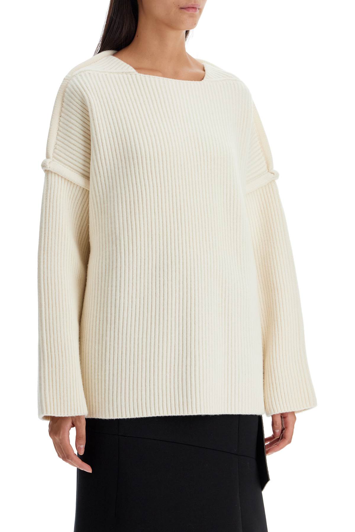 Shop Jil Sander 'oversized Ribbed Knit Pul In White