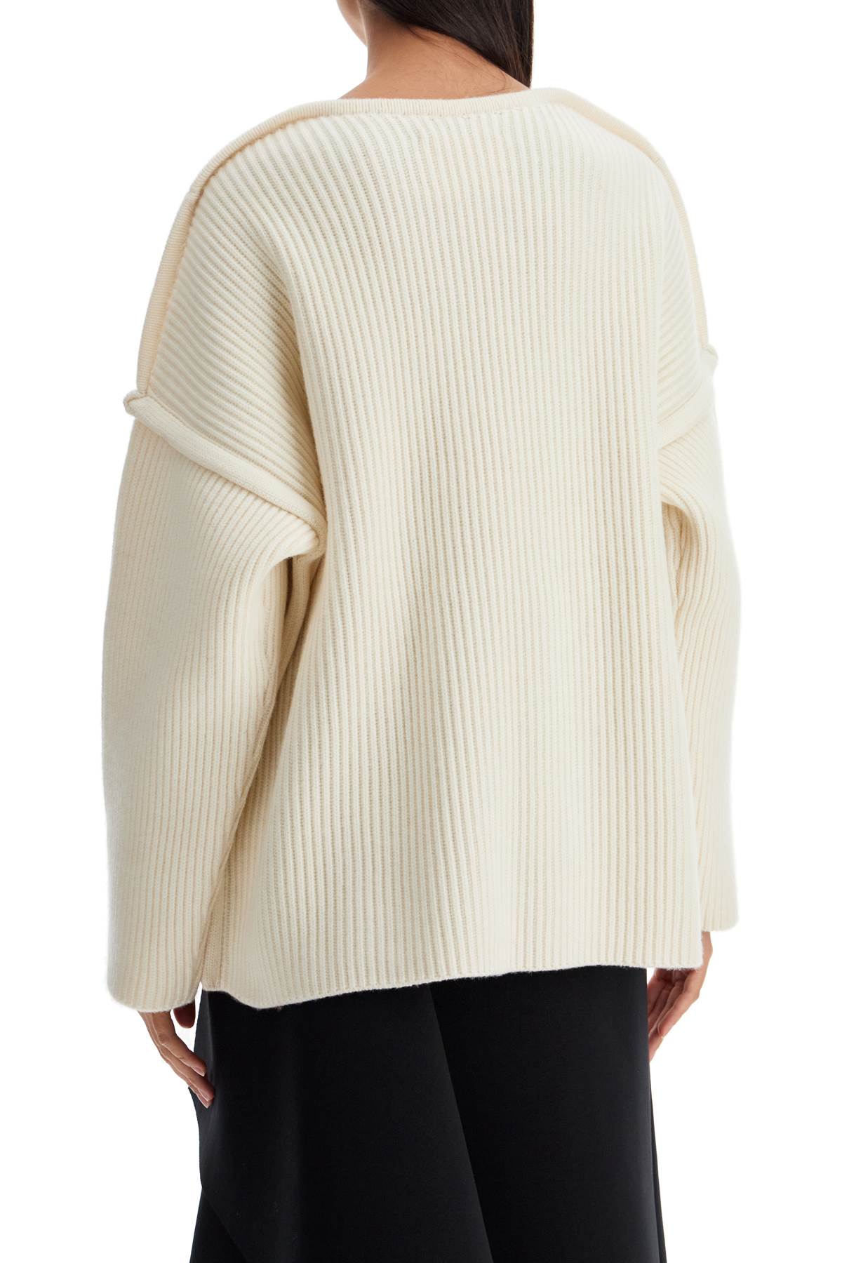 Shop Jil Sander 'oversized Ribbed Knit Pul In White