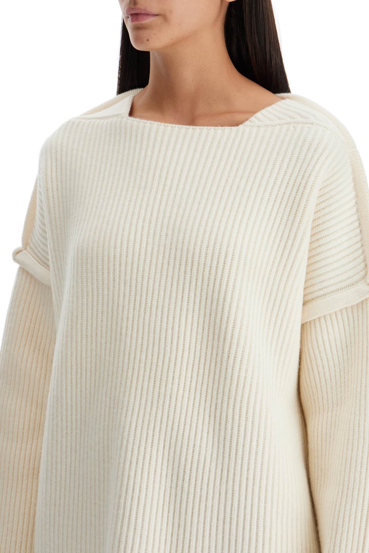 Shop Jil Sander 'oversized Ribbed Knit Pul In White