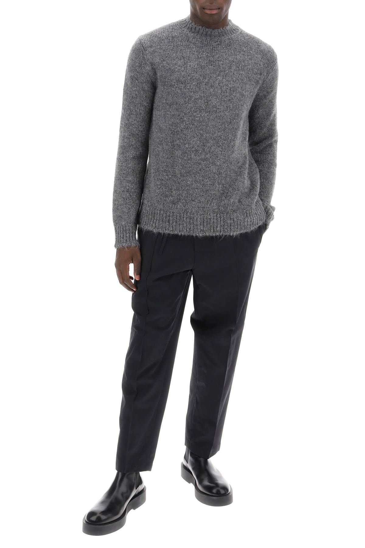 Shop Jil Sander Alpaca Crew Neck Sweater In Grey