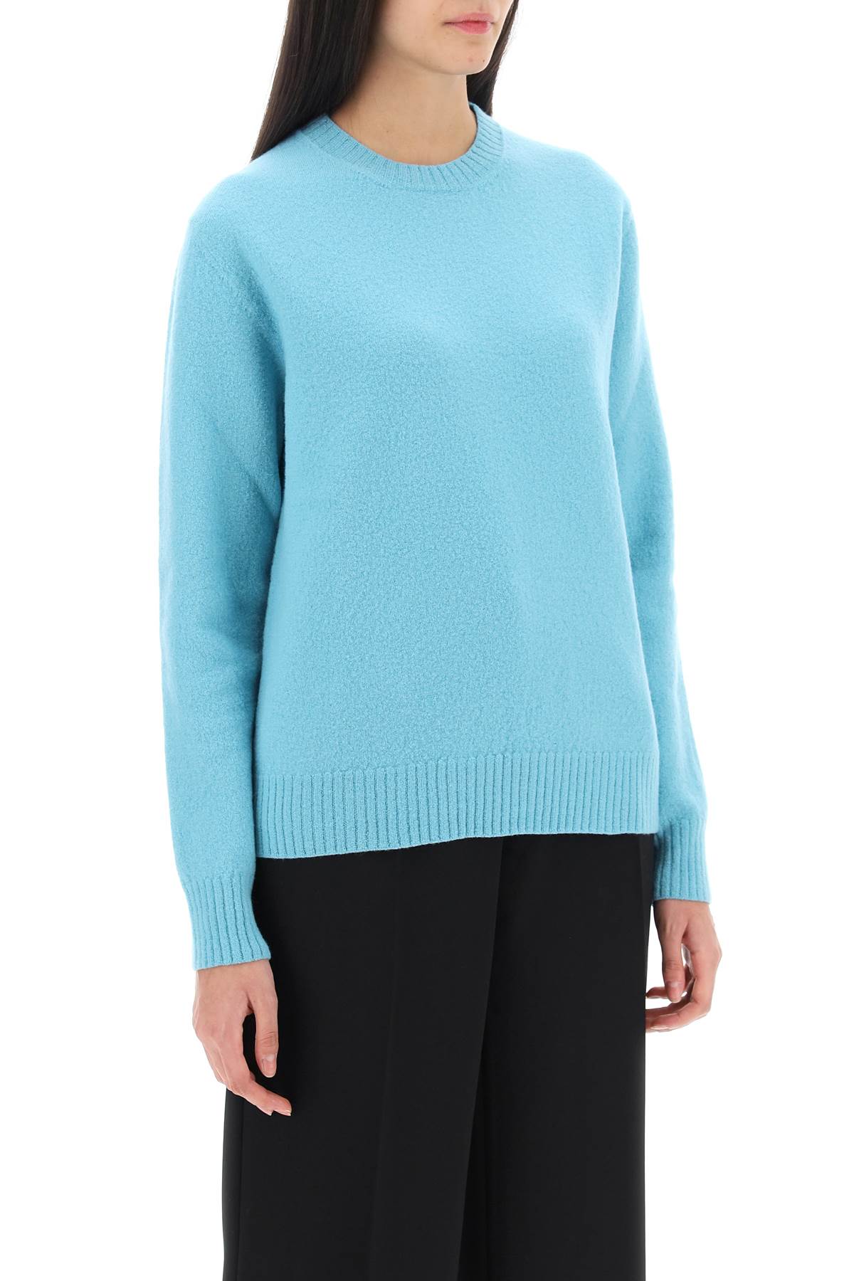 Shop Jil Sander Crew-neck Sweater In Wool In Light Blue