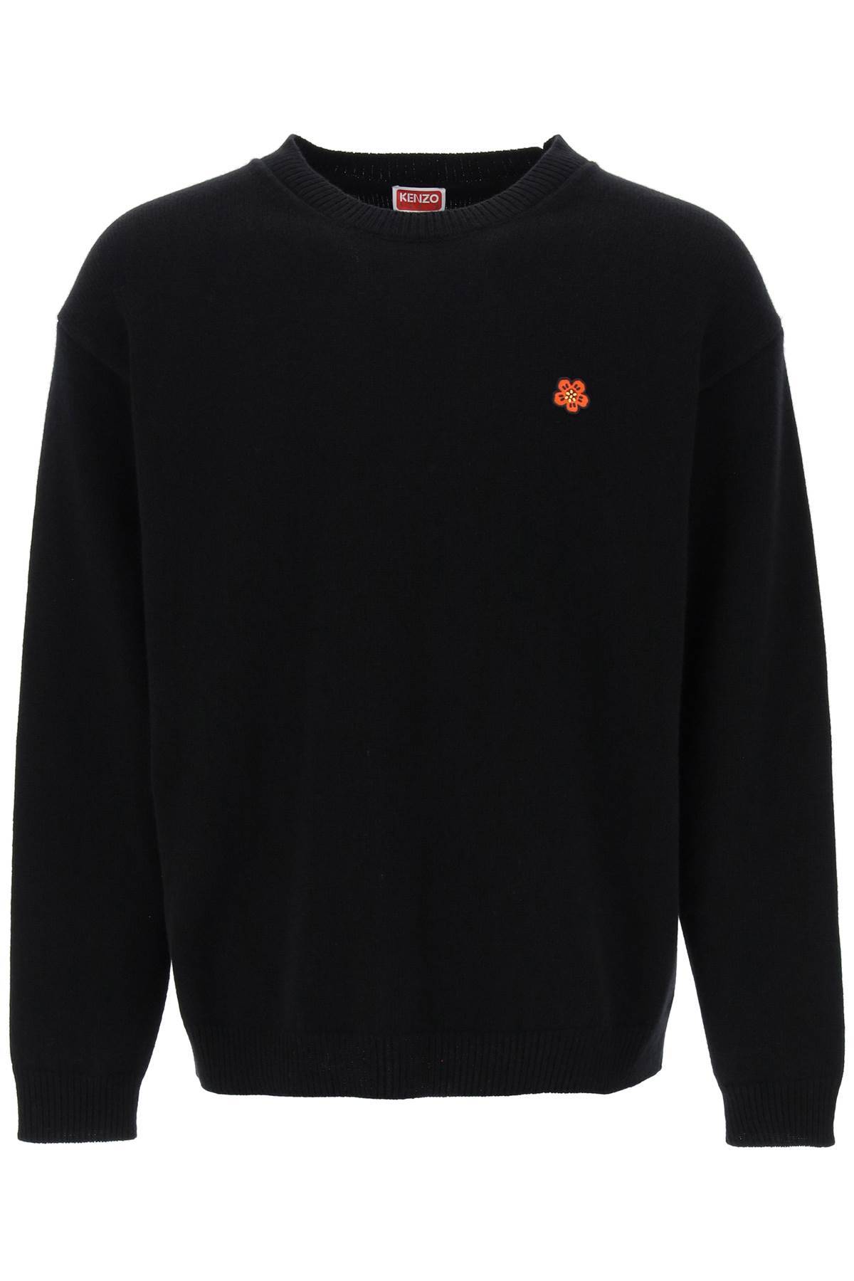 Shop Kenzo Sweater With Boke Flower Patch In Black