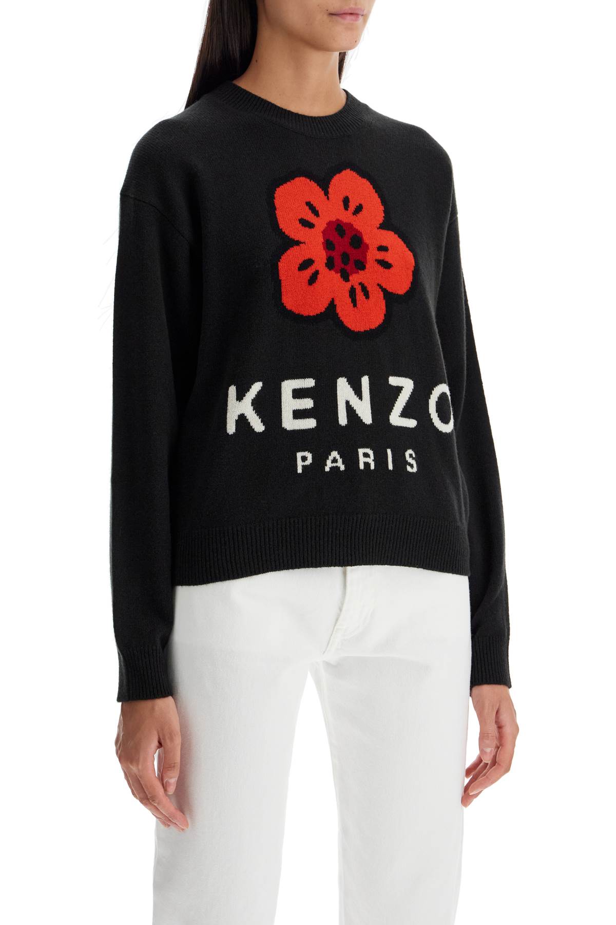 Shop Kenzo 'boke Flower Wool Pullover In Black