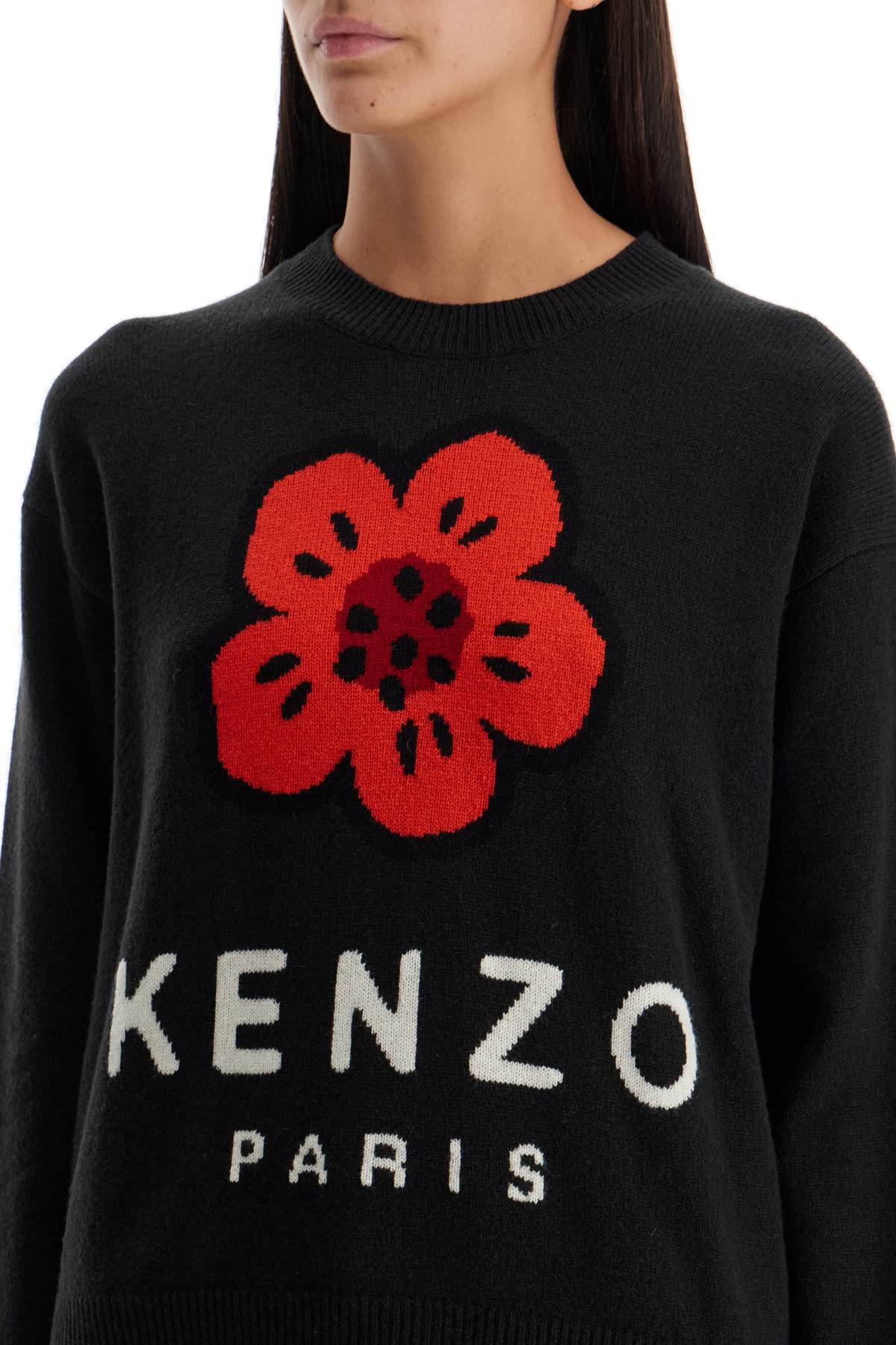 Shop Kenzo 'boke Flower Wool Pullover In Black