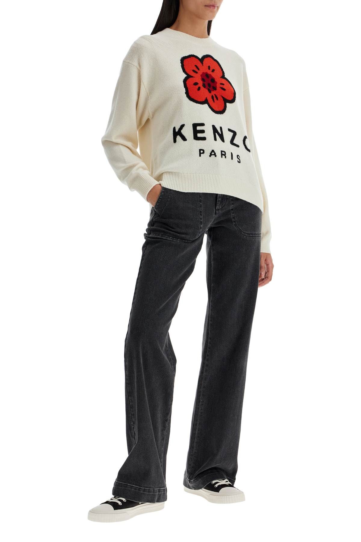 Shop Kenzo 'boke Flower Wool Pullover In White