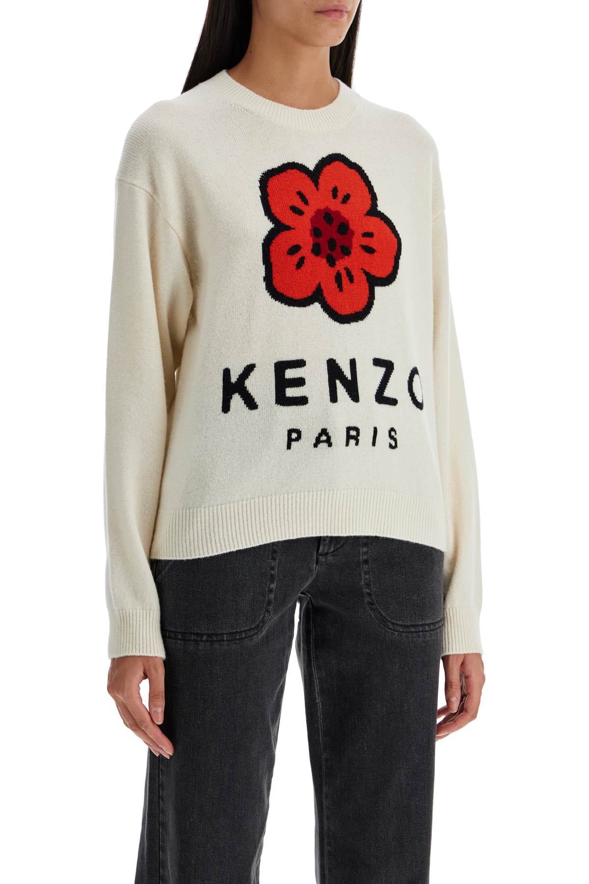 Shop Kenzo 'boke Flower Wool Pullover In White