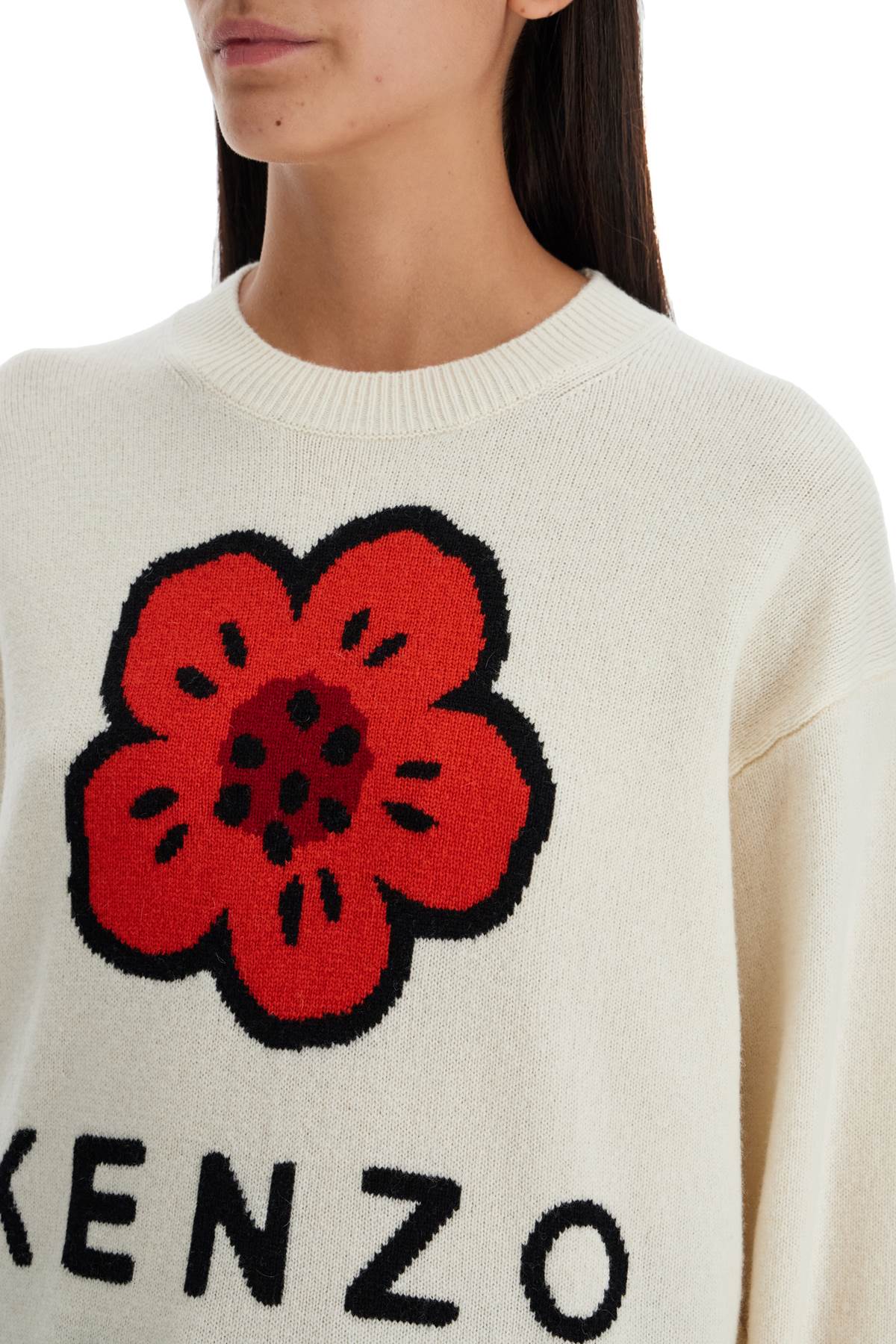 Shop Kenzo 'boke Flower Wool Pullover In White