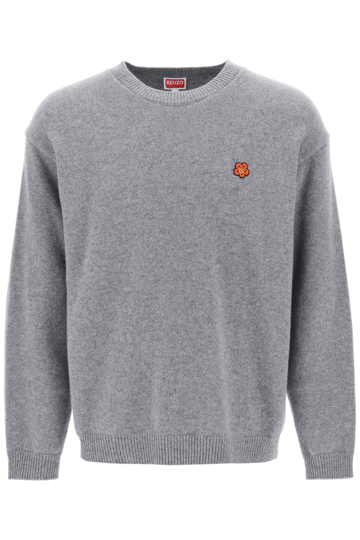 Shop Kenzo Sweater With Boke Flower Patch In Grey