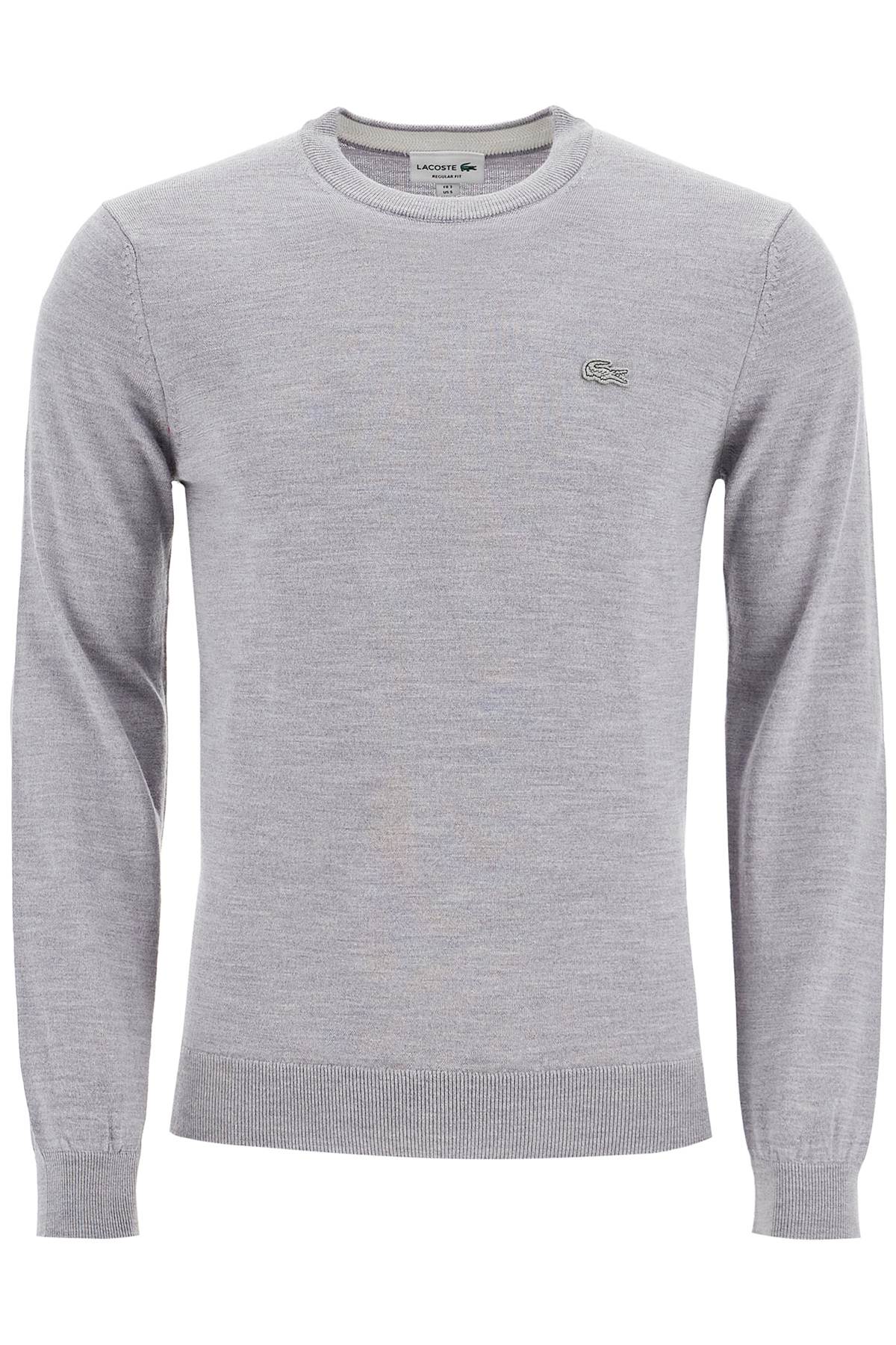 Shop Lacoste Wool Crewneck Pullover In Grey