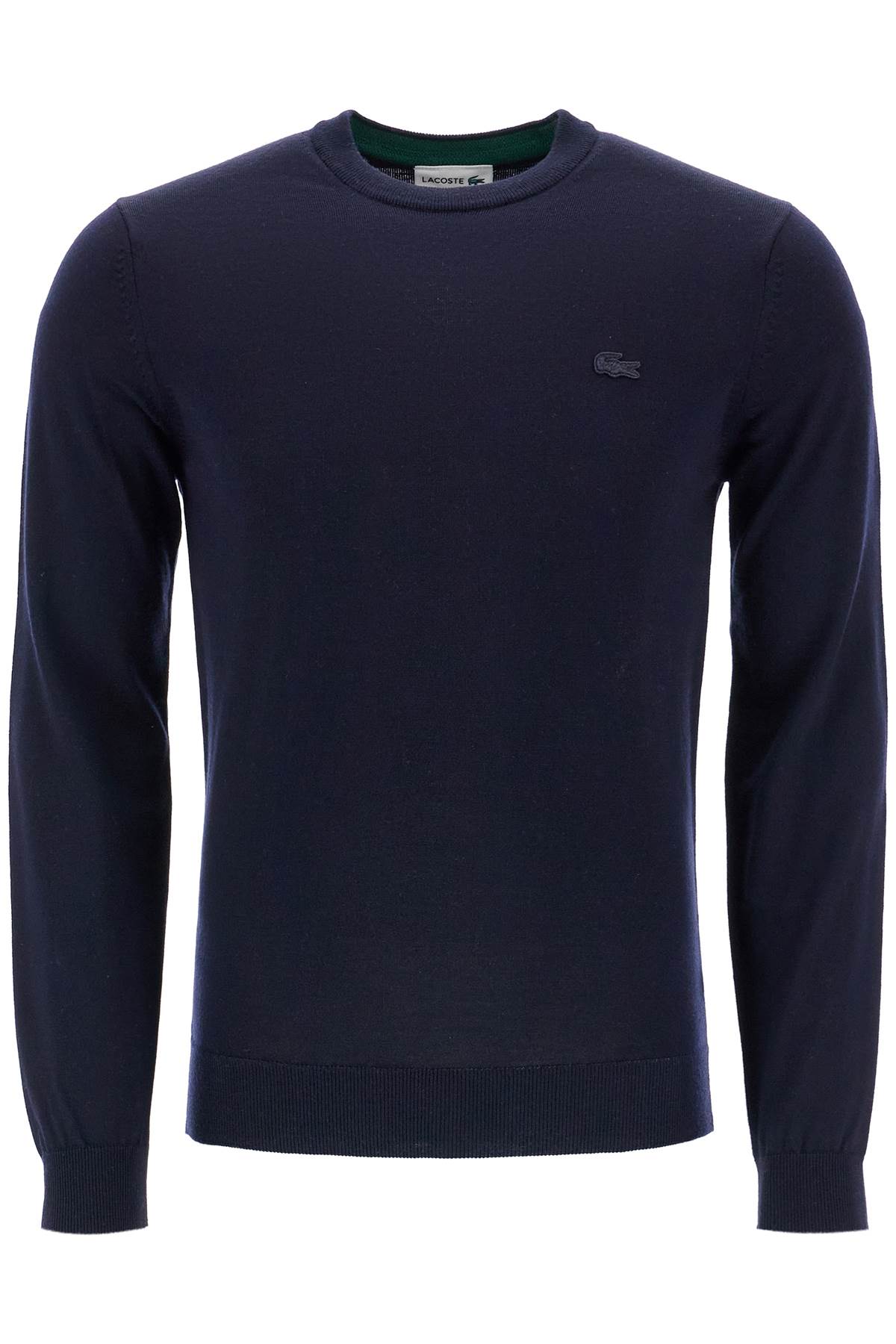 Shop Lacoste Wool Crewneck Pullover In Blue