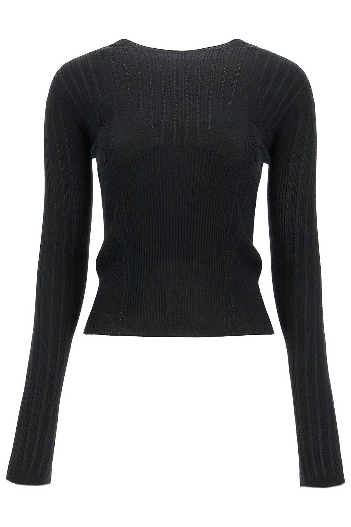 Shop Lanvin Ribbed Crewneck Sweater In Black