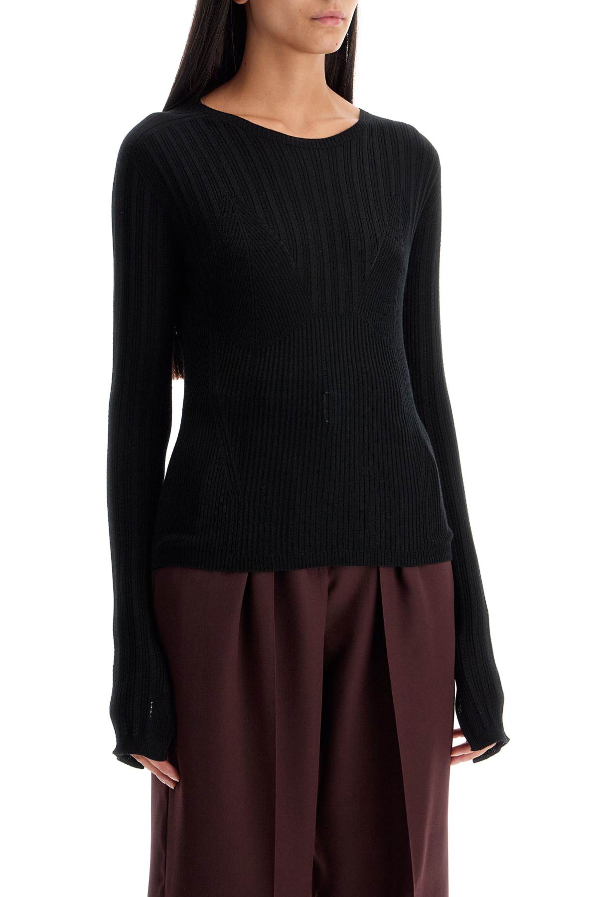 Shop Lanvin Ribbed Crewneck Sweater In Black