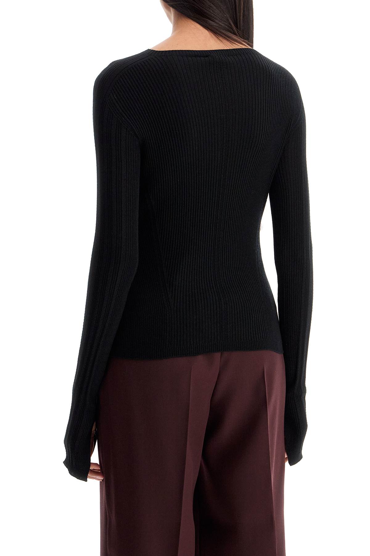 Shop Lanvin Ribbed Crewneck Sweater In Black