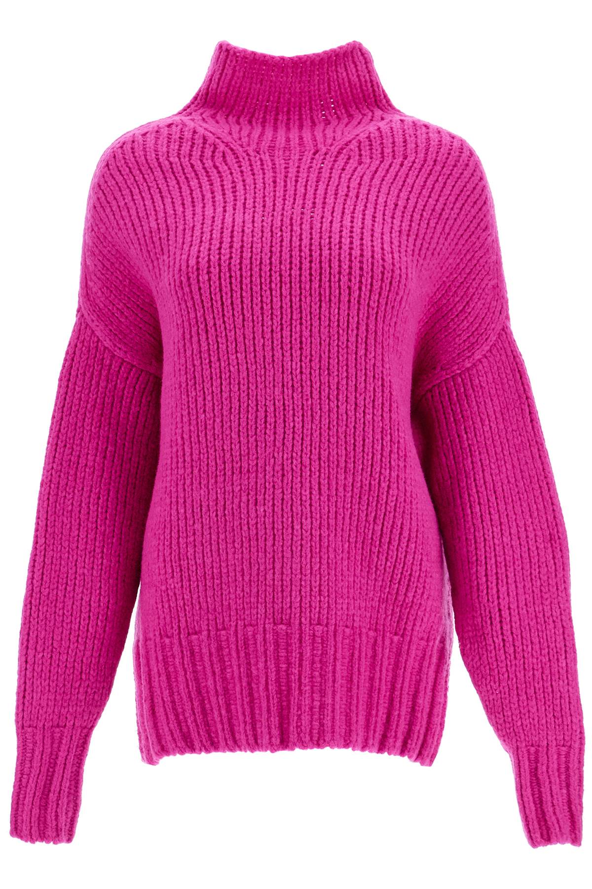 Shop Lanvin High-neck Wool Sweater In Fuchsia