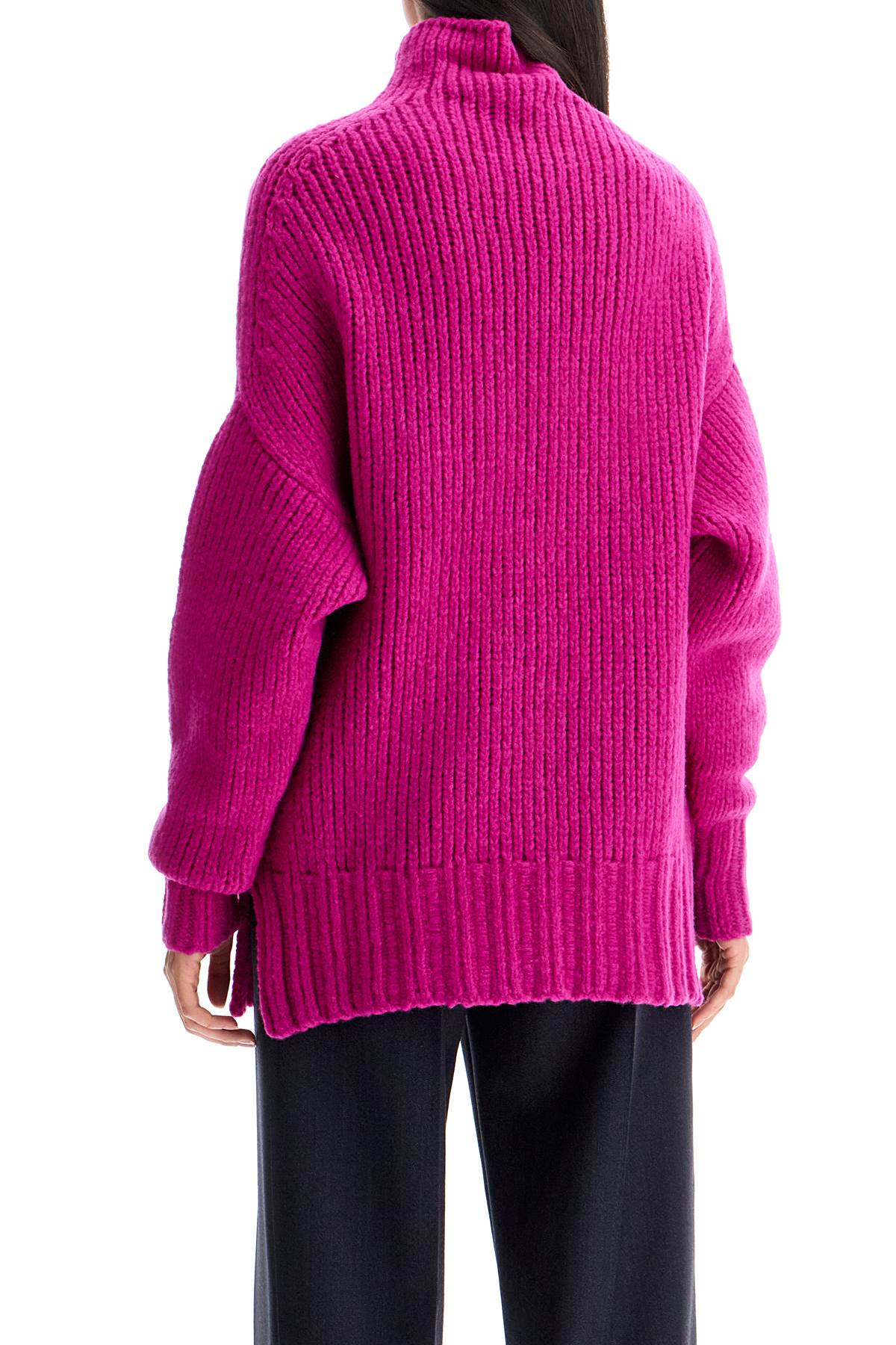 Shop Lanvin High-neck Wool Sweater In Fuchsia