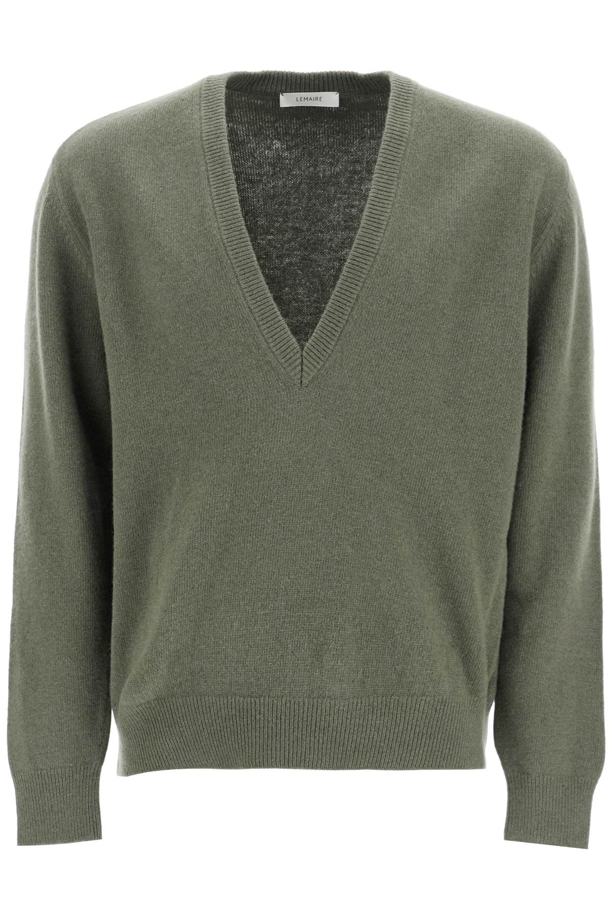 Shop Lemaire Deep V-neck Pullover Sweater In Green