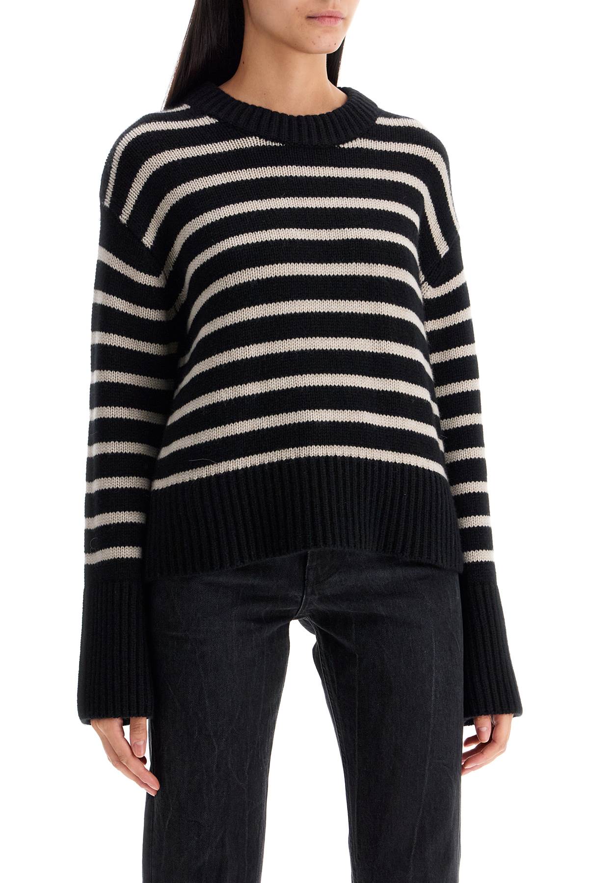 Shop Lisa Yang Striped Cashmere Sony Pullover Sweater In Black