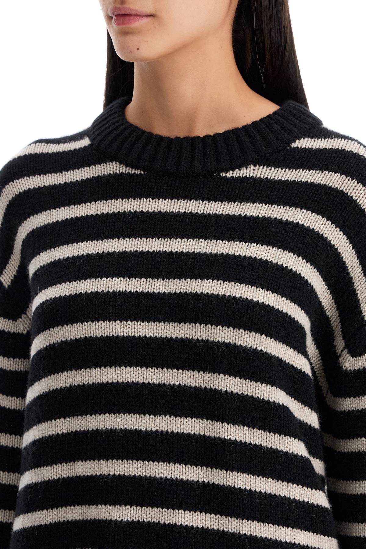 Shop Lisa Yang Striped Cashmere Sony Pullover Sweater In Black