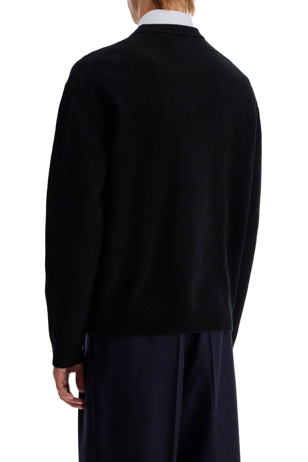 Shop Maison Kitsuné Fox Head Wool Sweater In Black