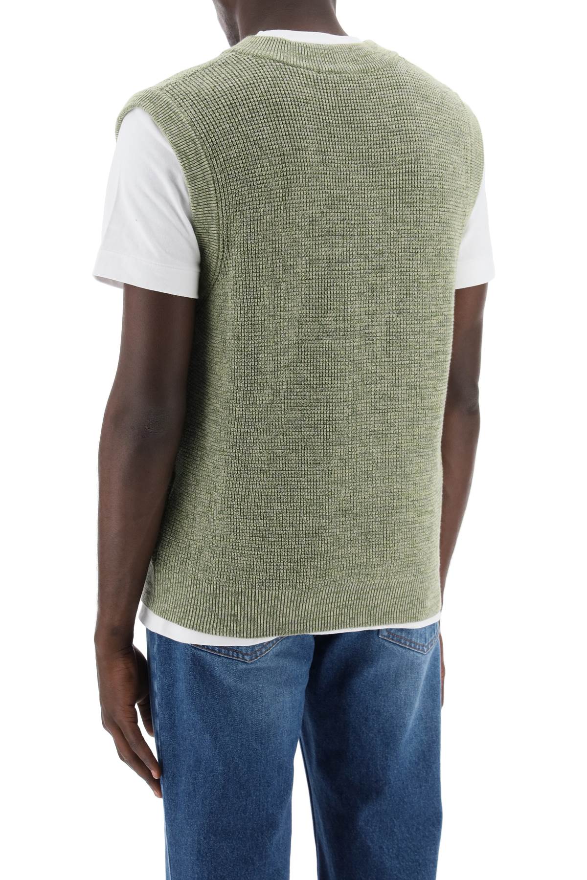 Shop Maison Kitsuné "oversized Vest With Embroidered Logo In Green