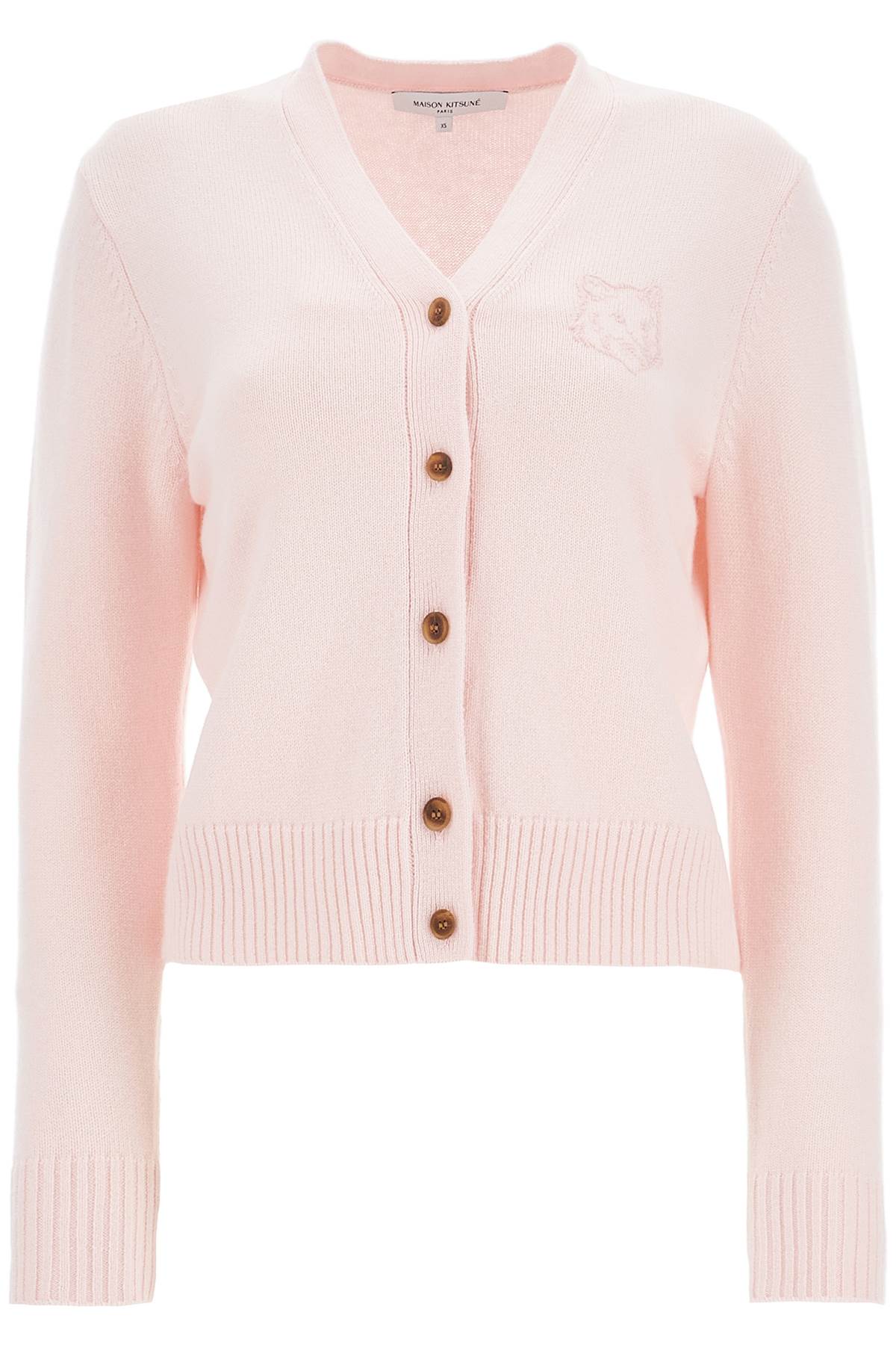 Shop Maison Kitsuné Bold Fox Head Cardigan For In Pink