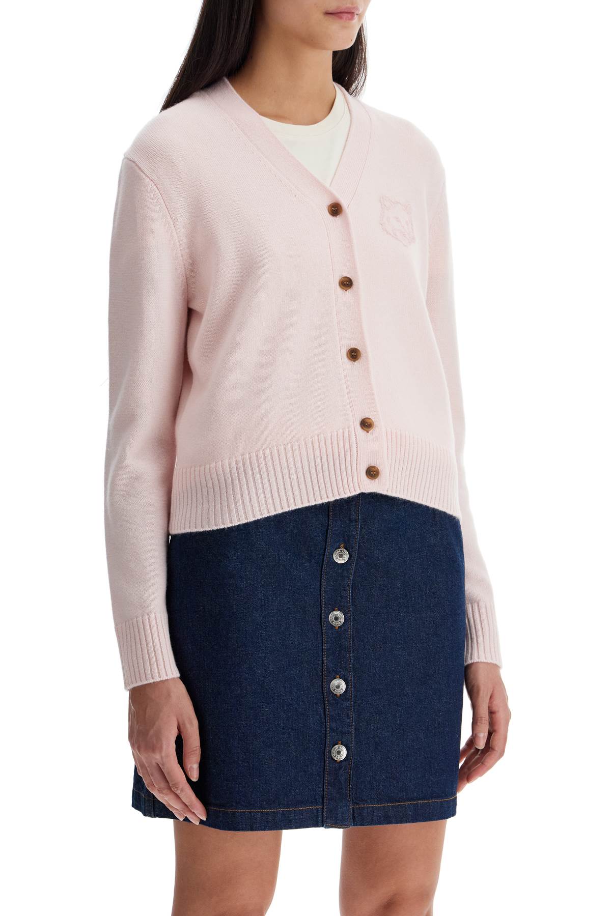 Shop Maison Kitsuné Bold Fox Head Cardigan For In Pink