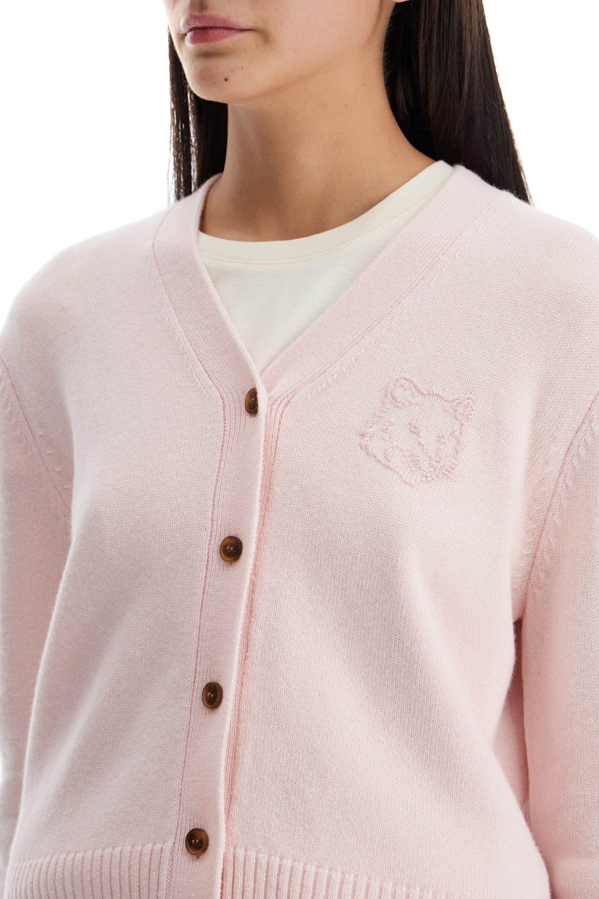 Shop Maison Kitsuné Bold Fox Head Cardigan For In Pink