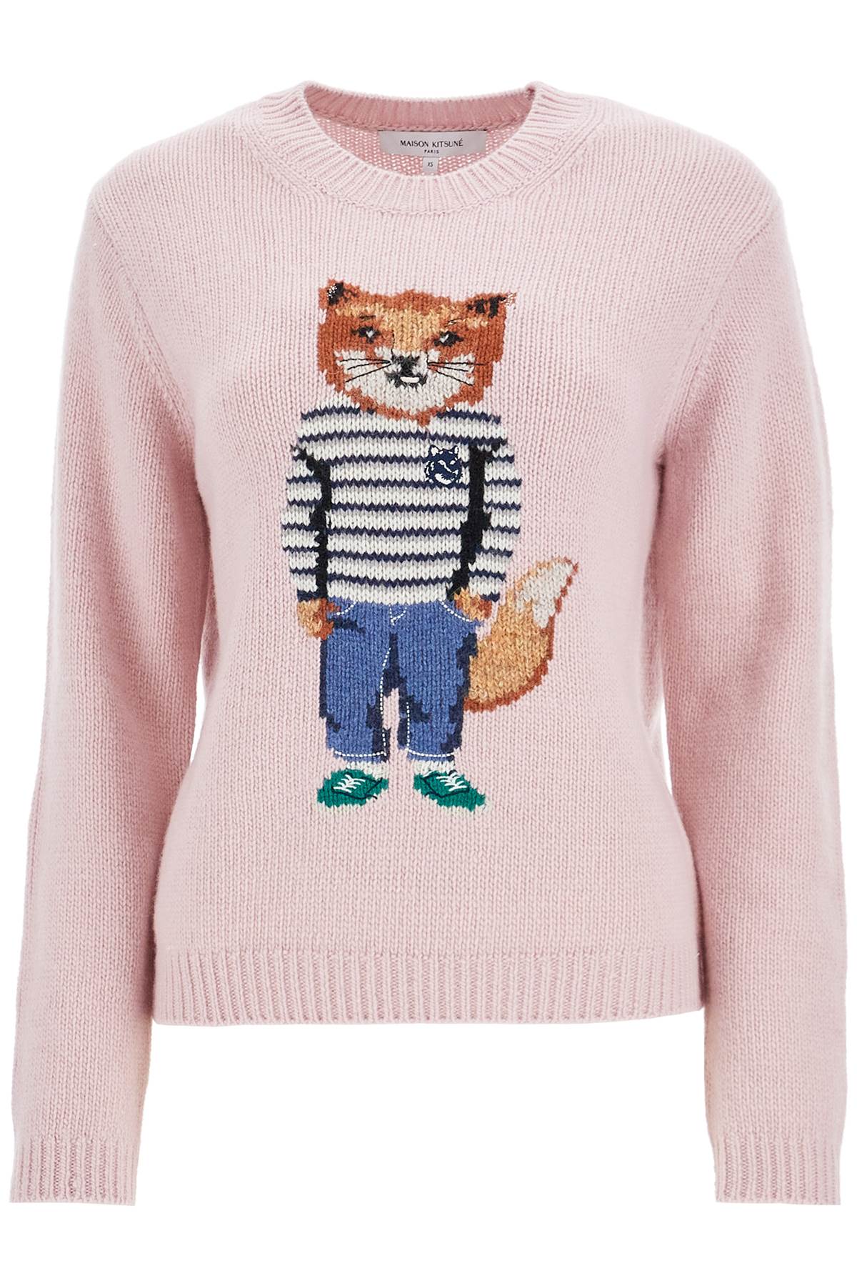 Shop Maison Kitsuné Sweater With Intarsia In Pink