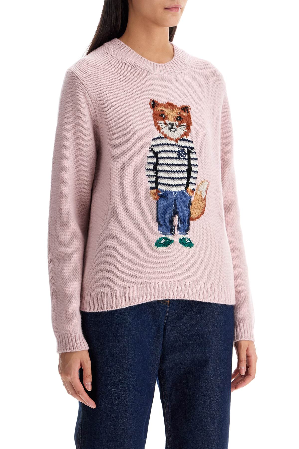 Shop Maison Kitsuné Sweater With Intarsia In Pink