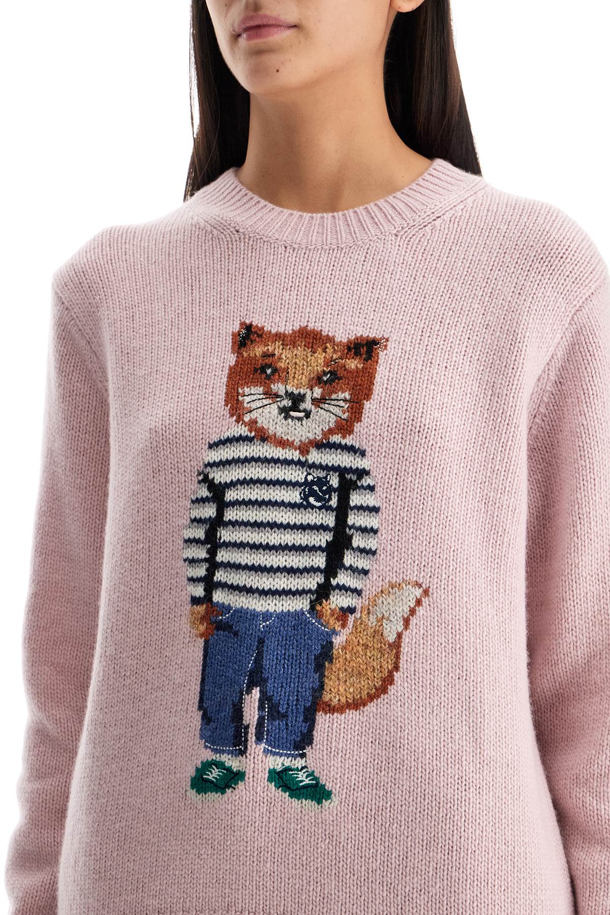 Shop Maison Kitsuné Sweater With Intarsia In Pink