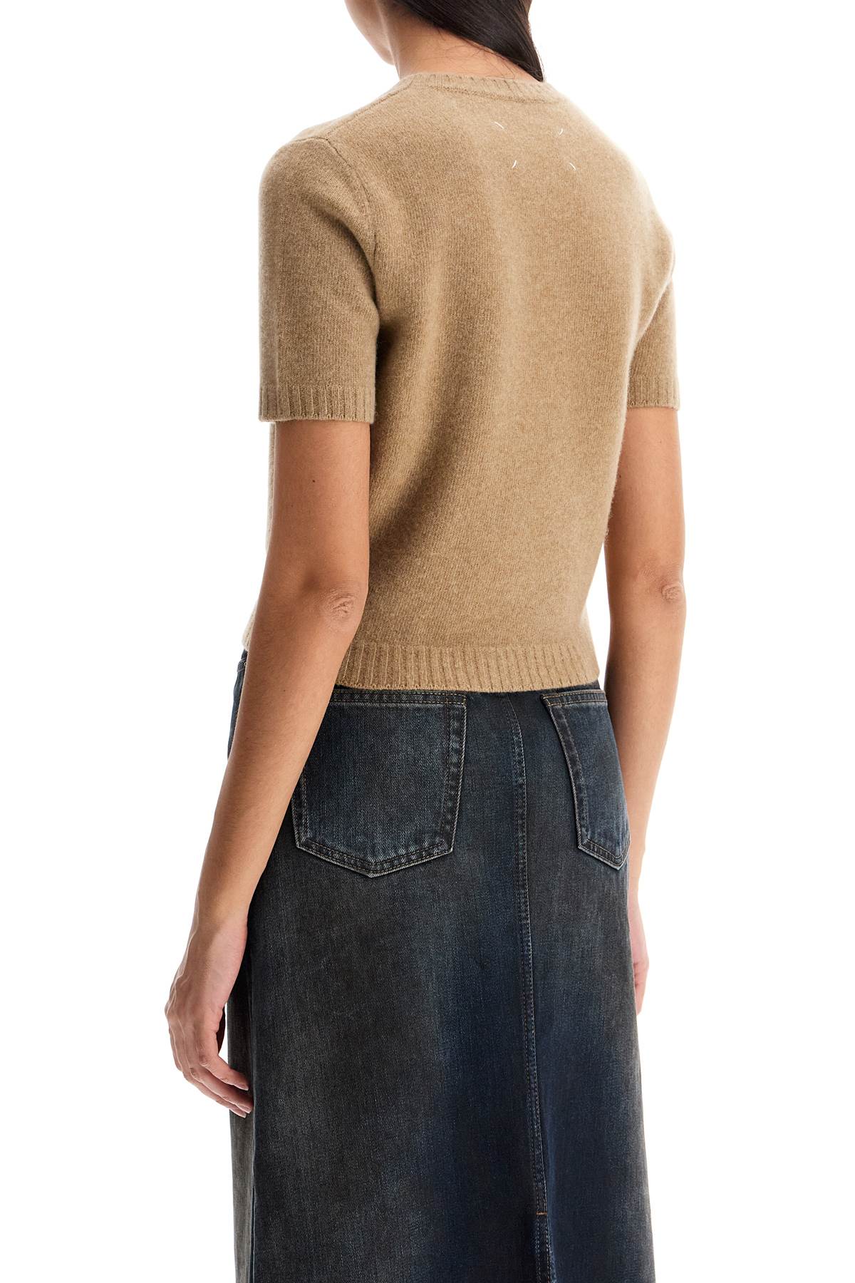 Shop Maison Margiela Wool Crewneck Sweater In Beige