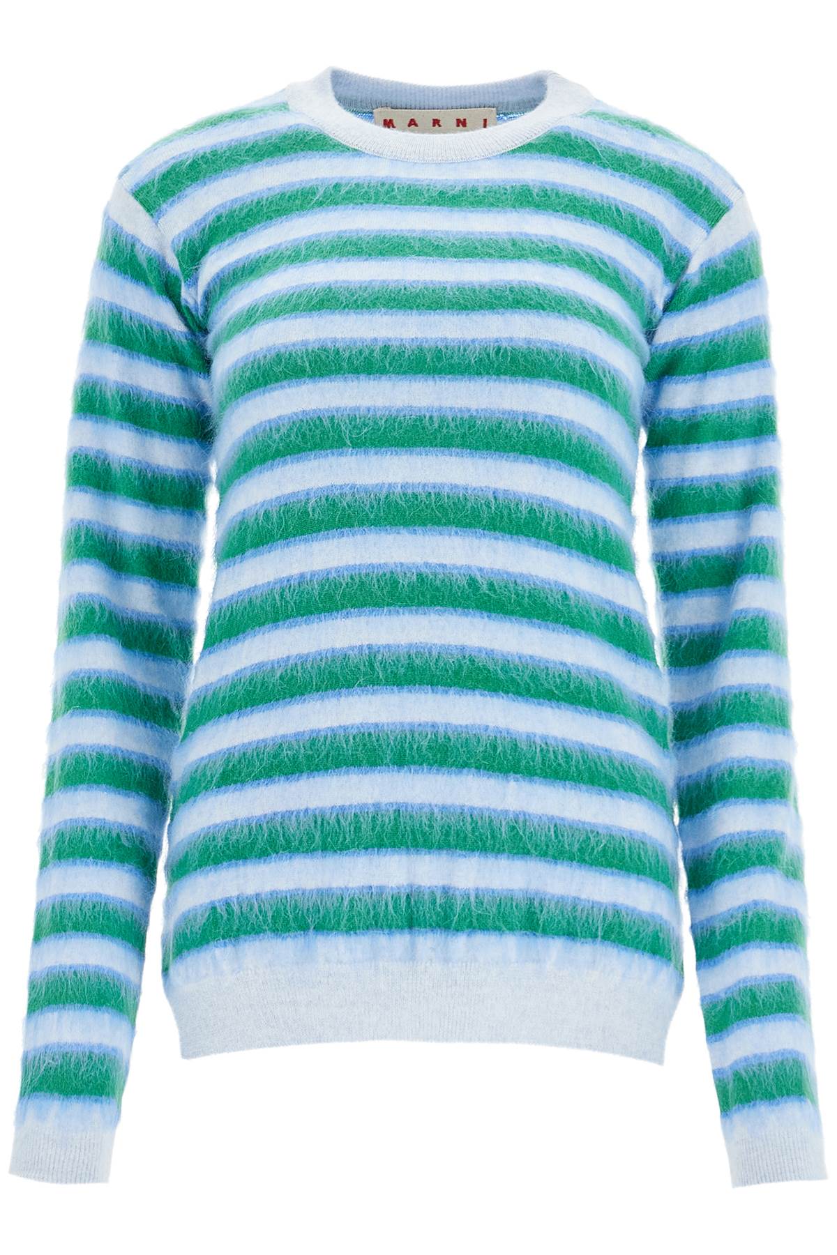 Shop Marni Striped Crewneck Pullover In Light Blue