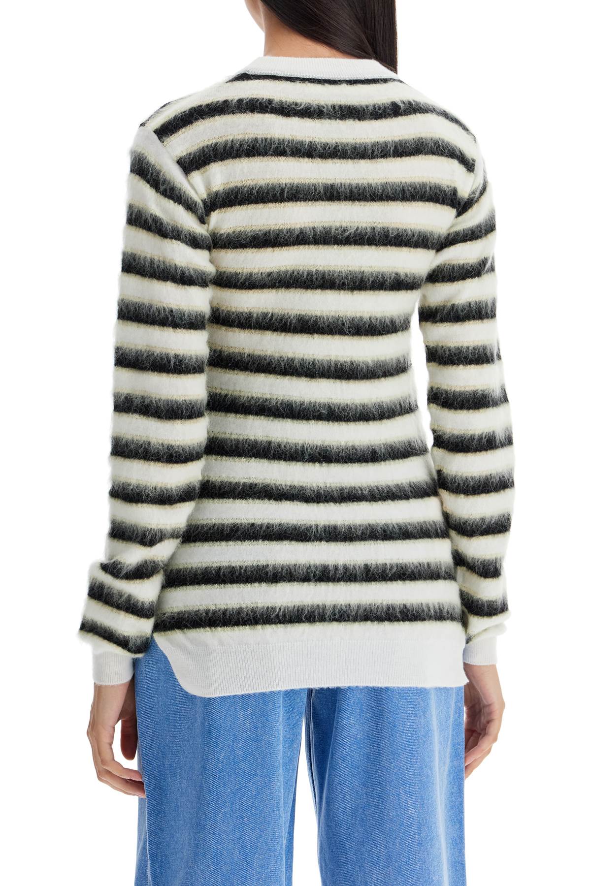 Shop Marni Striped Crewneck Pullover In Light Blue