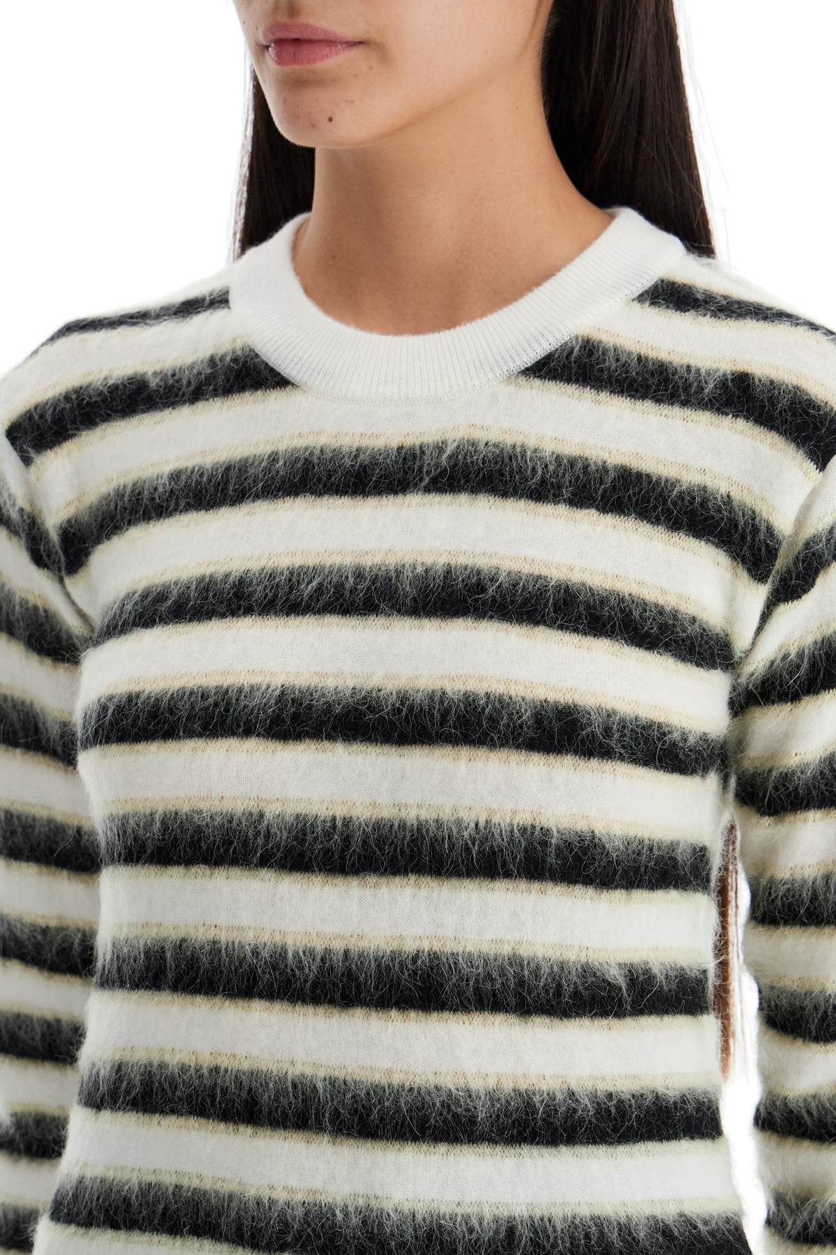 Shop Marni Striped Crewneck Pullover In Light Blue