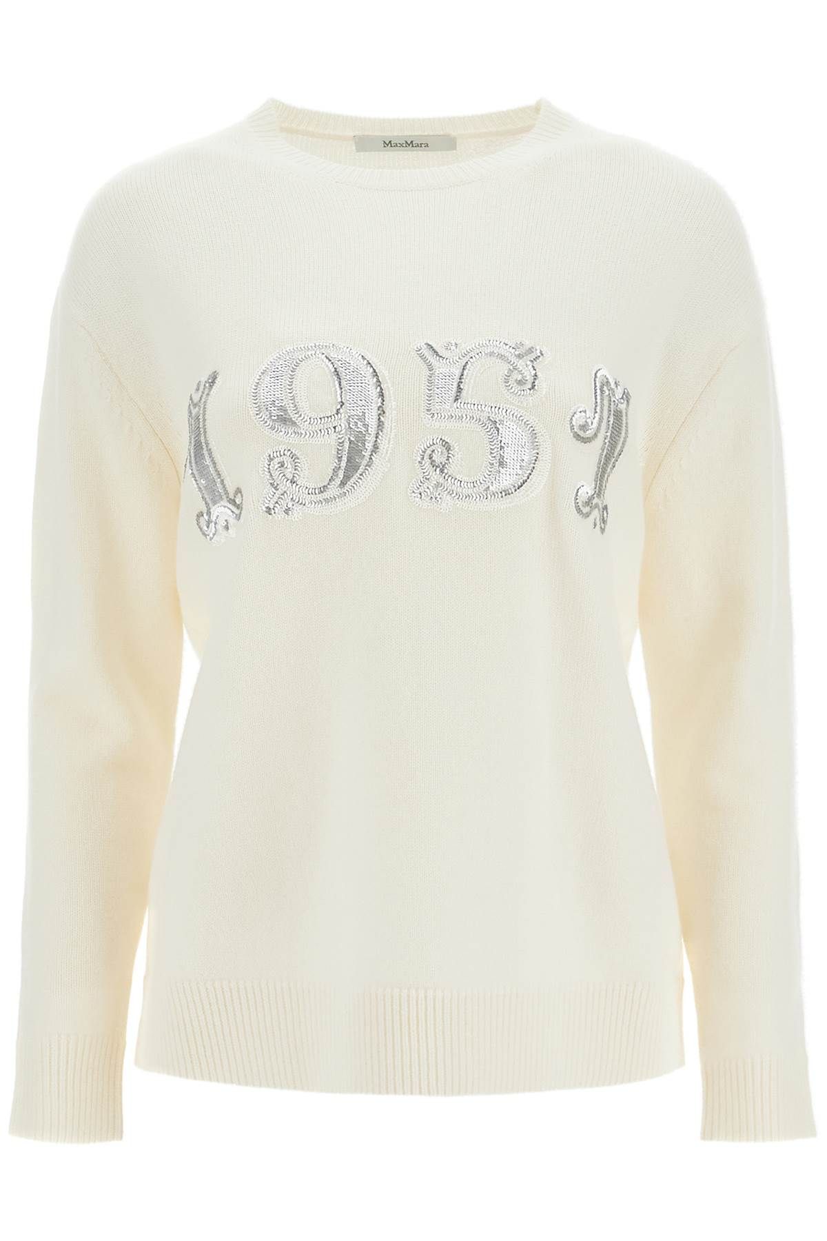 Shop Max Mara Form With Embroidery And Sequins Pullover In White