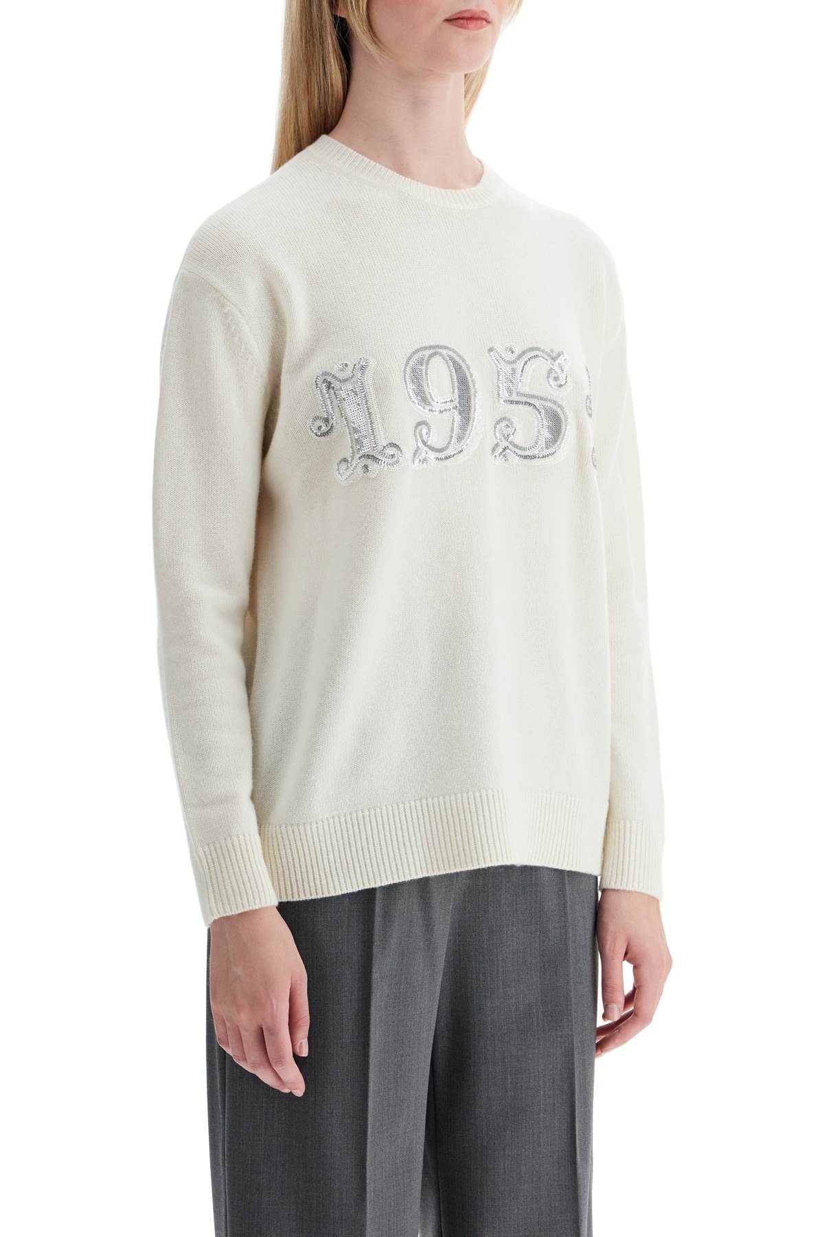 Shop Max Mara Form With Embroidery And Sequins Pullover In White