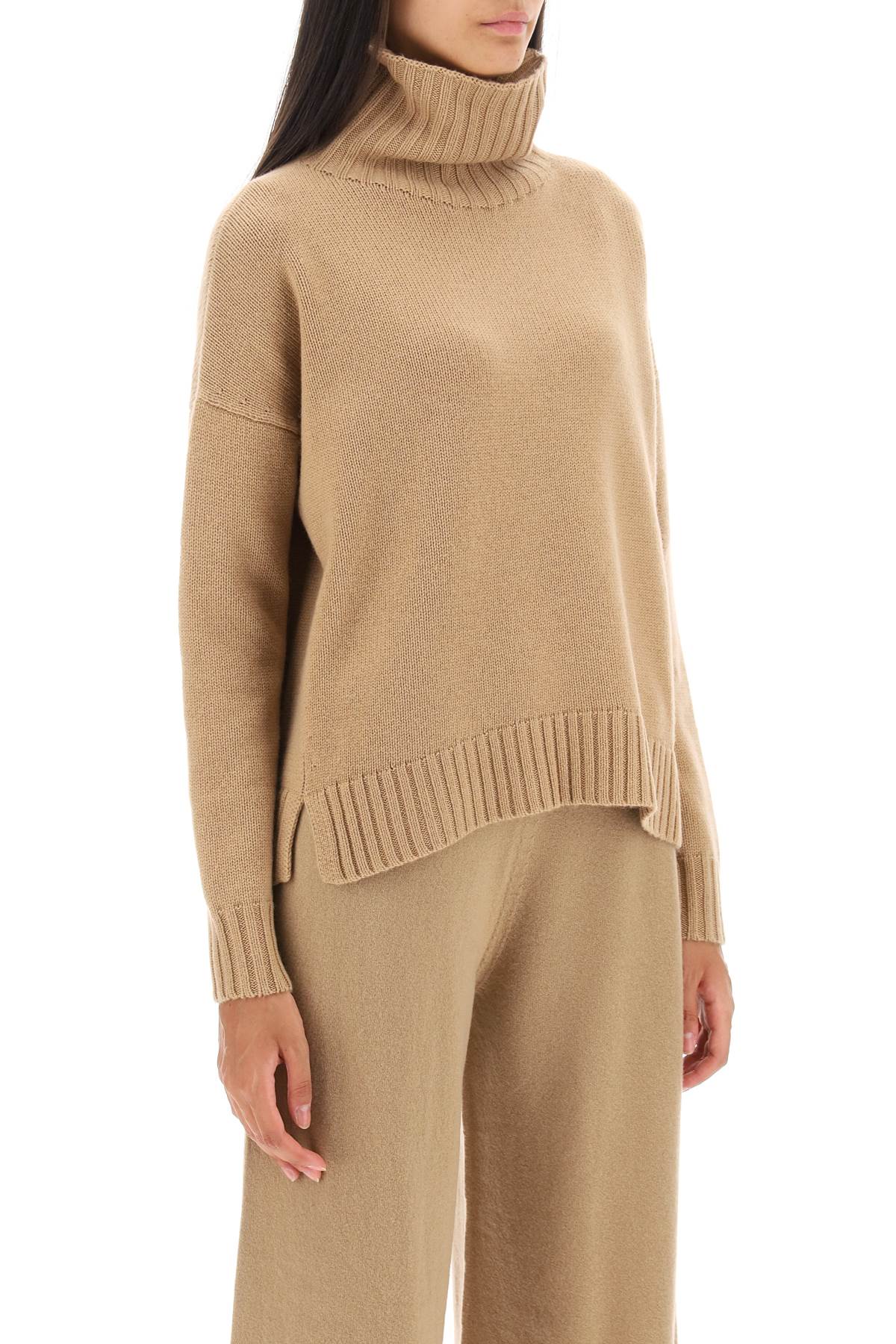 Shop Max Mara 'gianna' Wool And Cashmere Funnel-neck Sweater In Brown