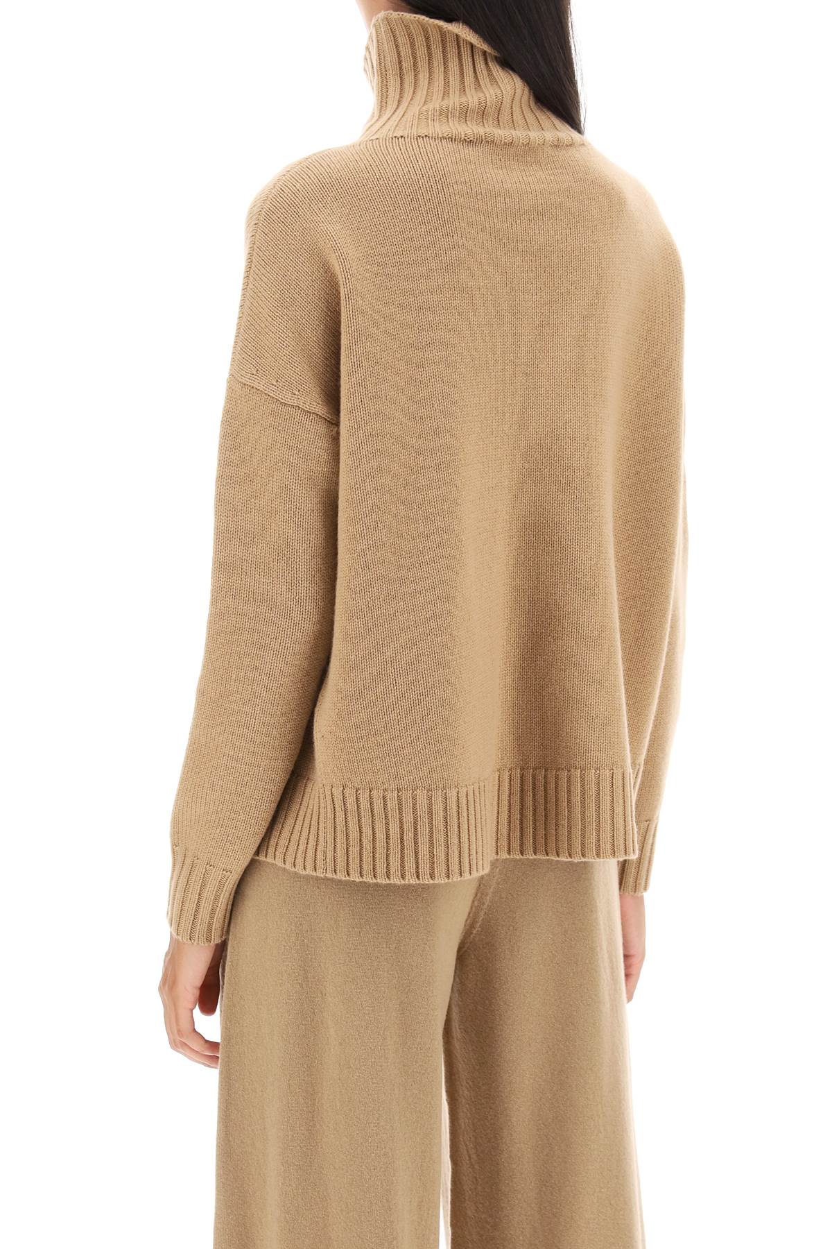 Shop Max Mara 'gianna' Wool And Cashmere Funnel-neck Sweater In Brown