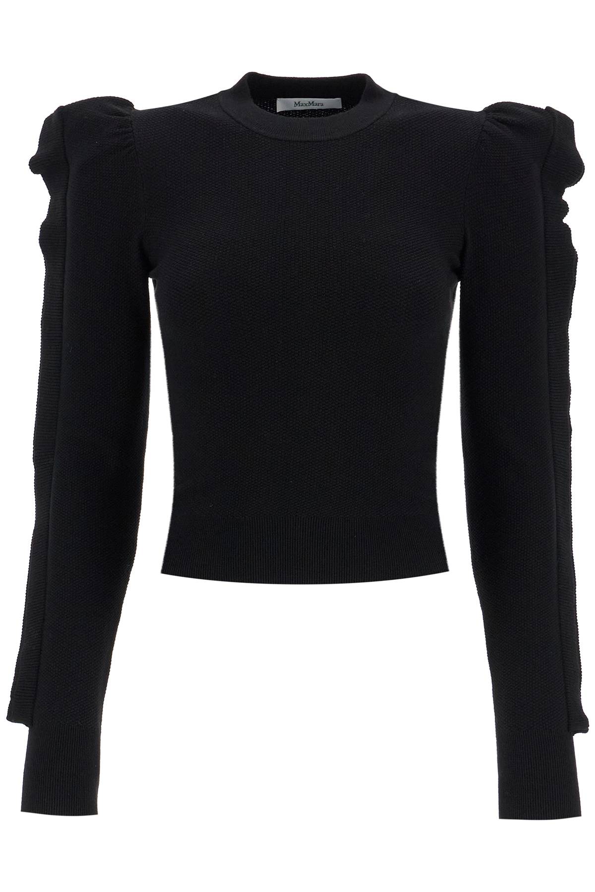 Max Mara Stretch Pullover With Ruffle In Black