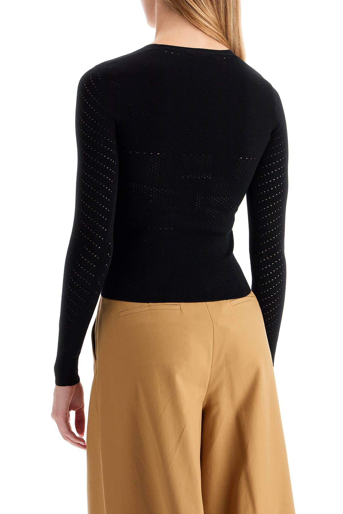 Shop Max Mara Knitted Sweater With Perforated Details ' In Black