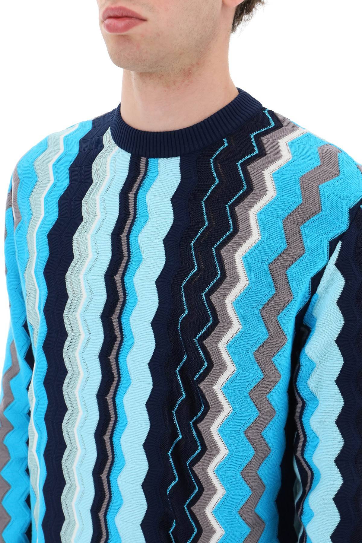 Shop Missoni Zigzag Sweater In Blue,light Blue