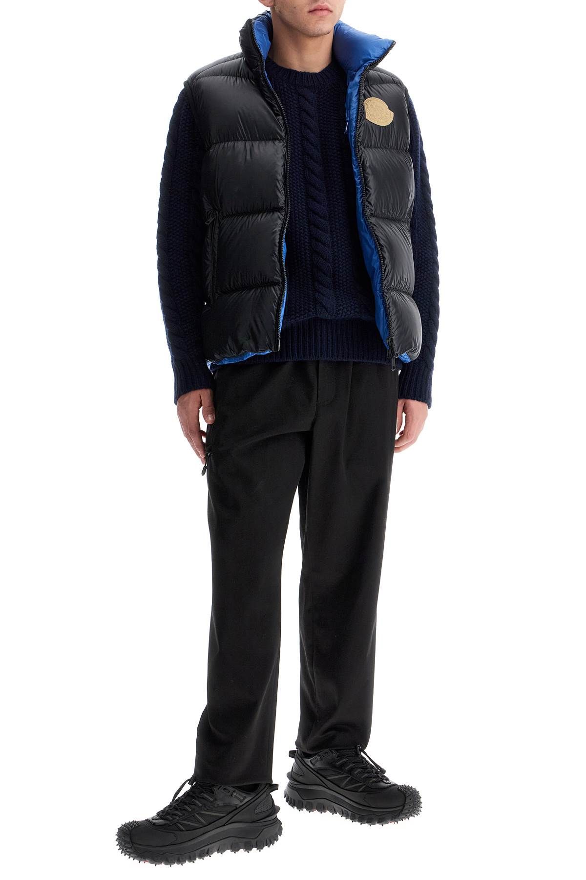 Shop Moncler Wool And Cashmere Cable Knit Pullover In Blue