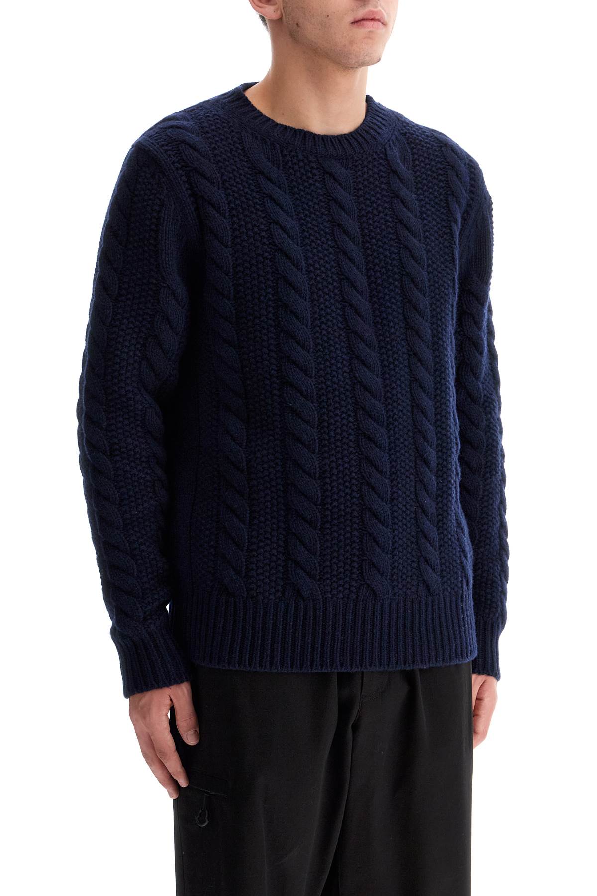 Shop Moncler Wool And Cashmere Cable Knit Pullover In Blue