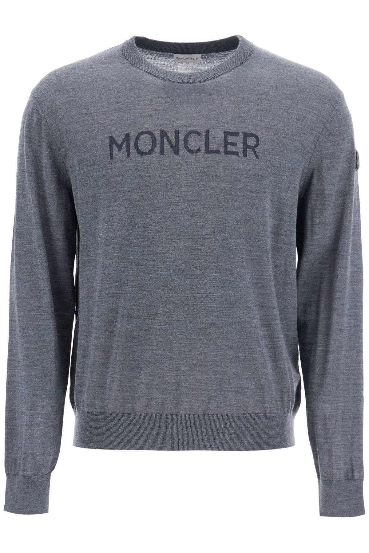 Shop Moncler Lightweight Wool Pullover Sweater In Grey